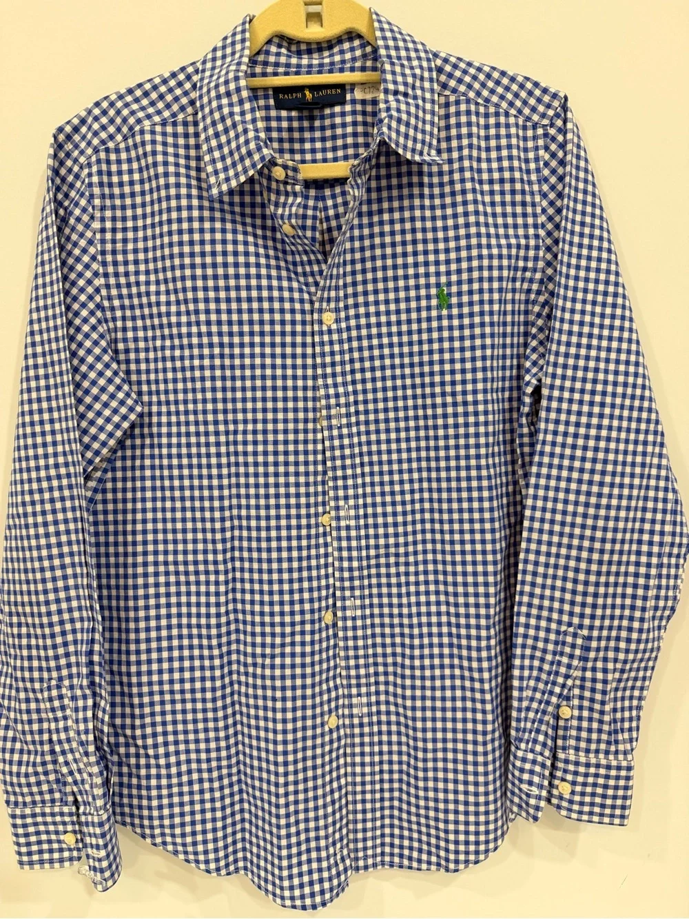 Ralph Lauren Blue and White Gingham Button-Down Shirt